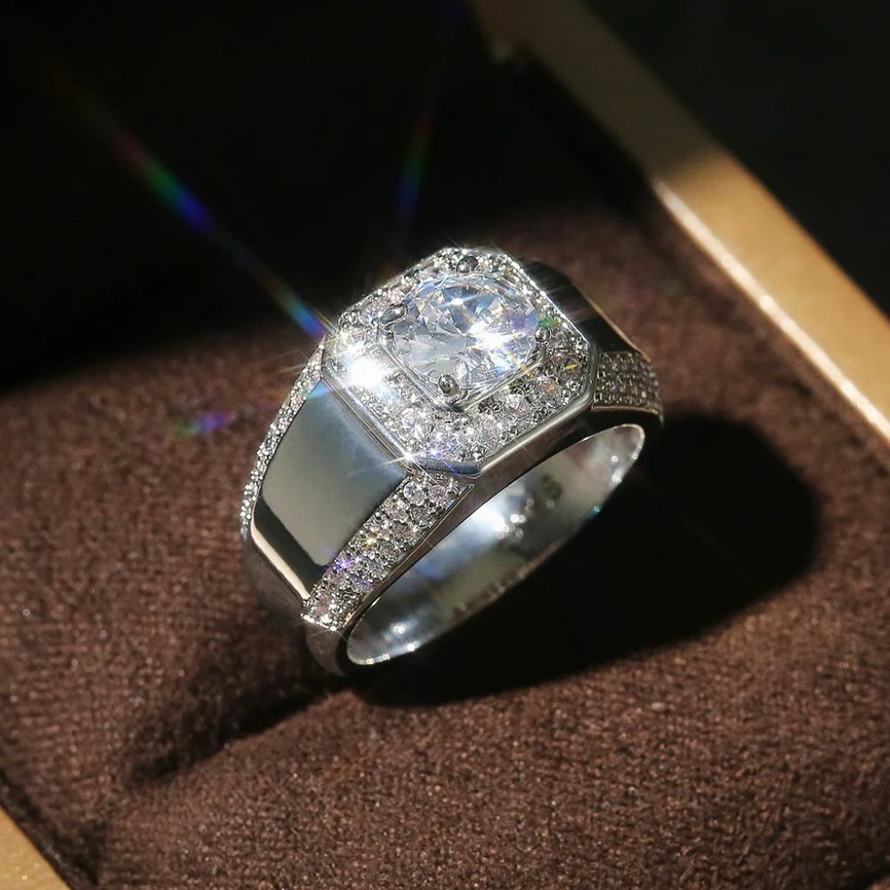 Stunning 1.50Ctw. Men's Diamond Ring .925 Solid Sterling Silver - Picture 2 of 6
